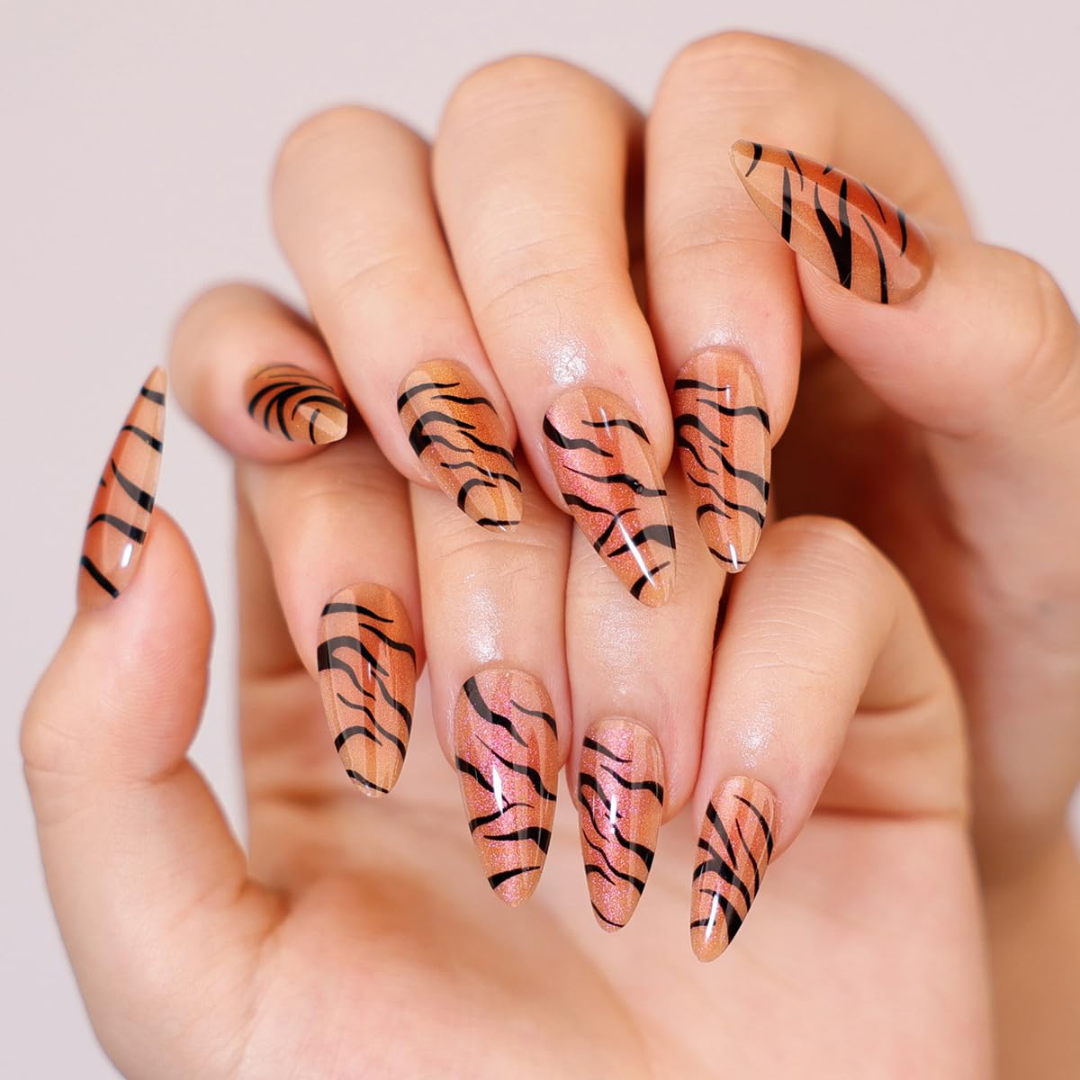 Polka Dot Press-On Nails - Short Almond Nude Chrome | Reusable Full Cover with Glazed Finish & White Dots