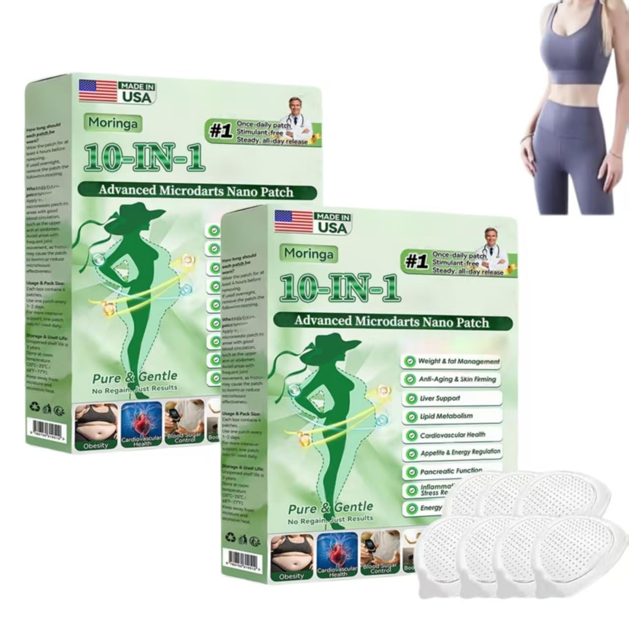 Moringa 10-In-1 Patch - Natural Berberine Infused Skin Care Solution | Easy to Apply & Portable (2 Boxes)