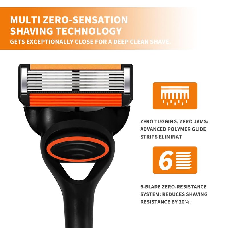 Men’s Cartridge Razors - 4 Replacement Cartridges, Pivoting Head & Stainless Steel Blades for Smooth Shaving | Ideal for Daily Use & Travel