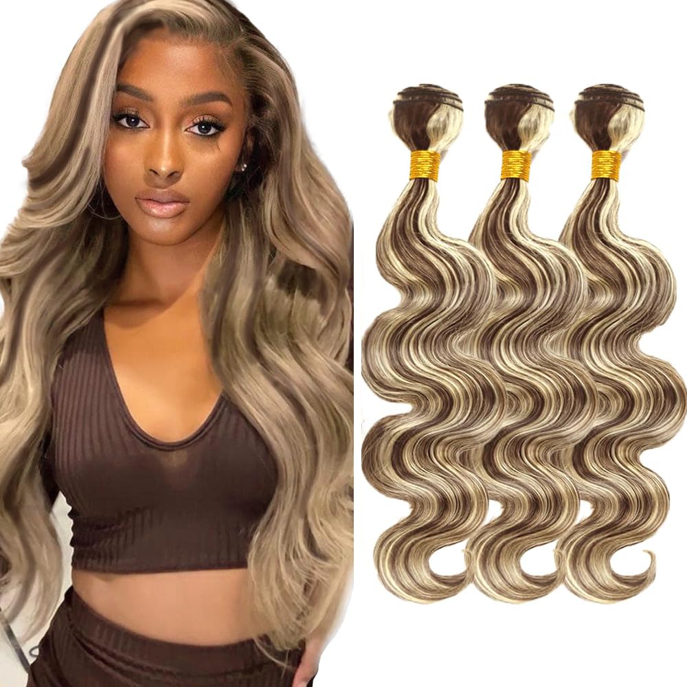 P4613 Bundles Highlight Body Wave Bundle Blonde Human Hair Bundle Brazilian Virgin Hair 3 Bundles 18 20 22 Inch P4/613 Body Wave Human Hair Weave