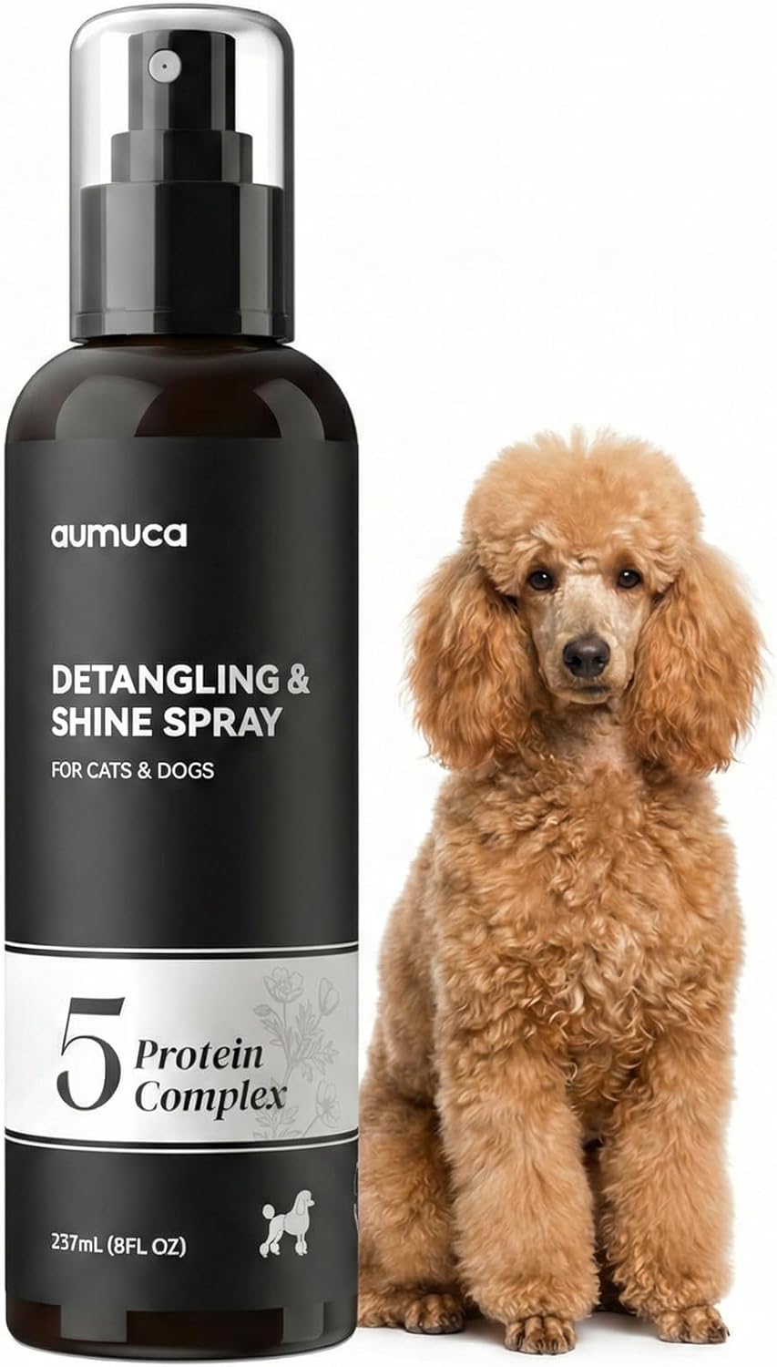 Dog Detangling & Shine Spray - Leave-In Conditioner for Doodles, Cats & Horses | 5-Protein Complex for Deep Repair | 8 Fl Oz
