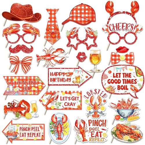 25Pcs Lobster Theme Photo Booth Props for Parties