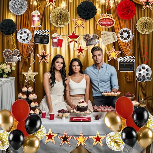 47PCS Movie Night Decorations - Now Showing Banner & Themed Party Supplies