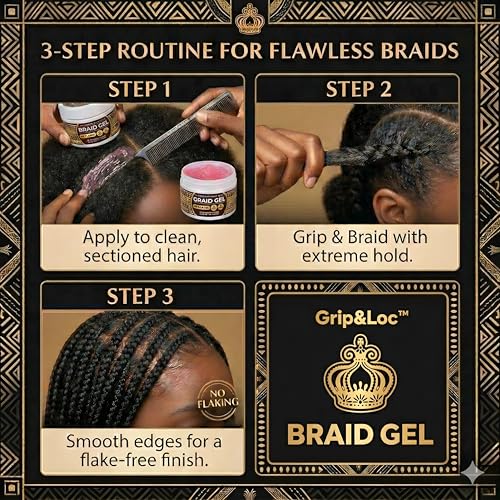 Grip&Loc Extreme Hold Braid Gel with Tea Tree & Argan Oil - 5.29 fl oz