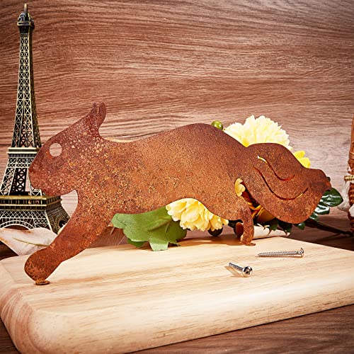 Rusty Metal Squirrel Garden Decor - Elegant Running Sculpture