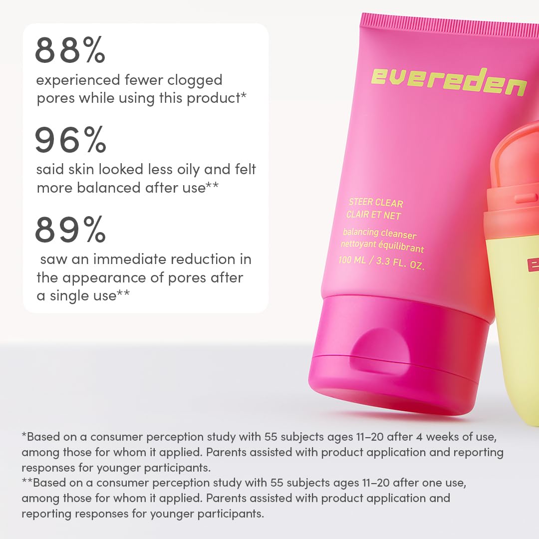 Evereden Balancing Jelly Cleanser for Teens | Vegan Face Wash for Oily & Pimple-Prone Skin - Gentle Pore Cleanser for Ages 10-12
