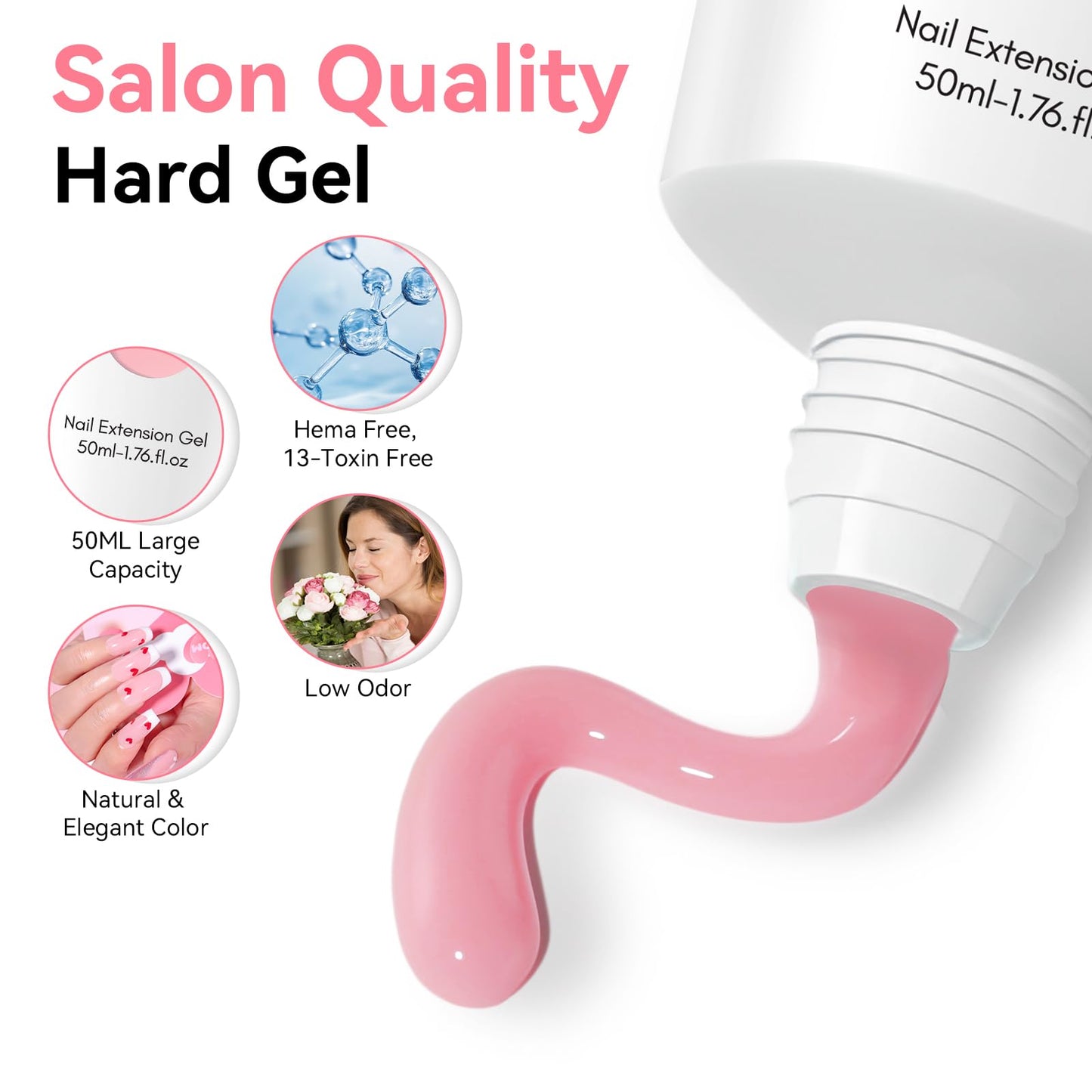 Makartt Poly Nail Gel 50ML: Natural Pink Gel Builder for Extension