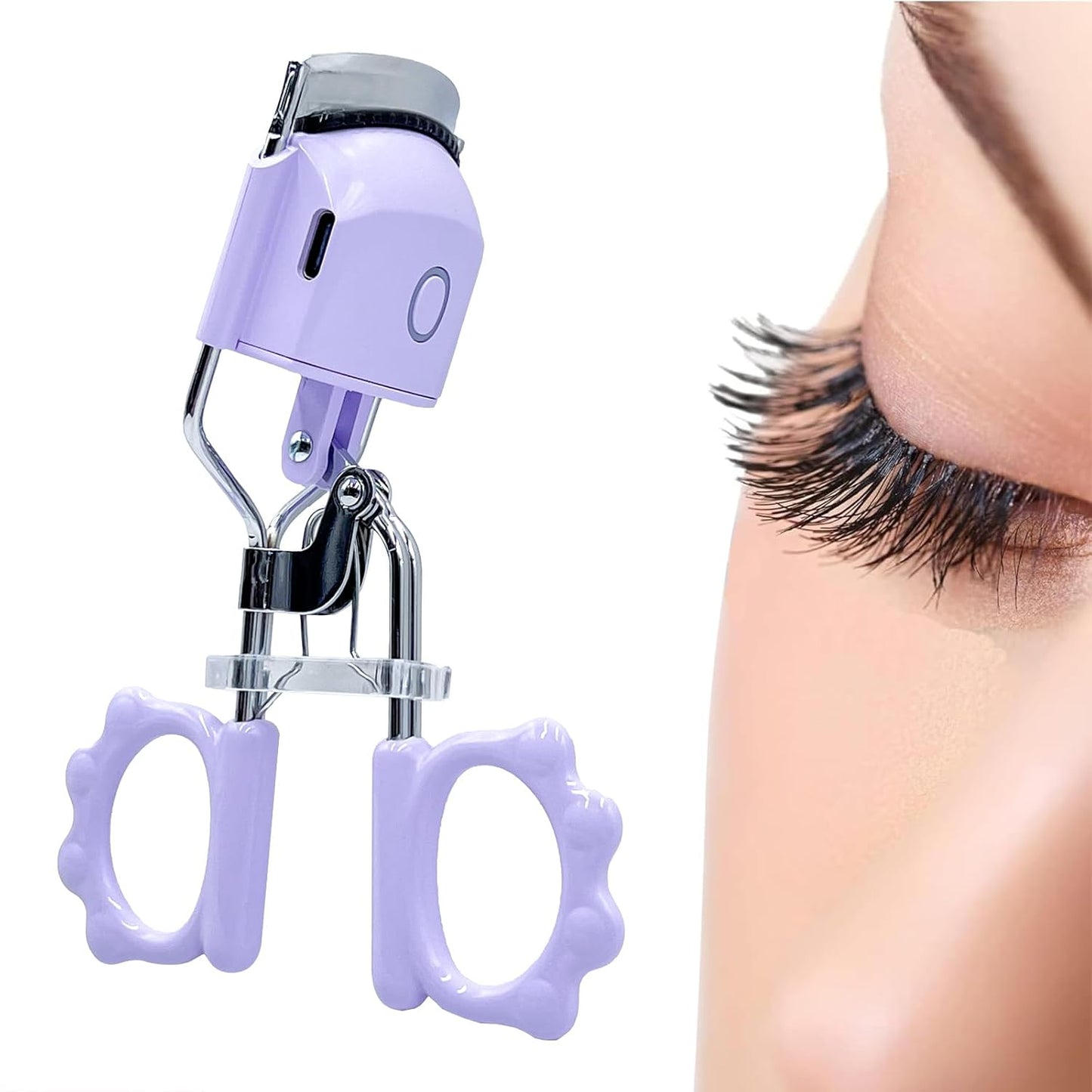 Heated Eyelash Curler - USB Rechargeable Electric Lash Curler with Silicone Pad | Long-Lasting Makeup Tool for Women