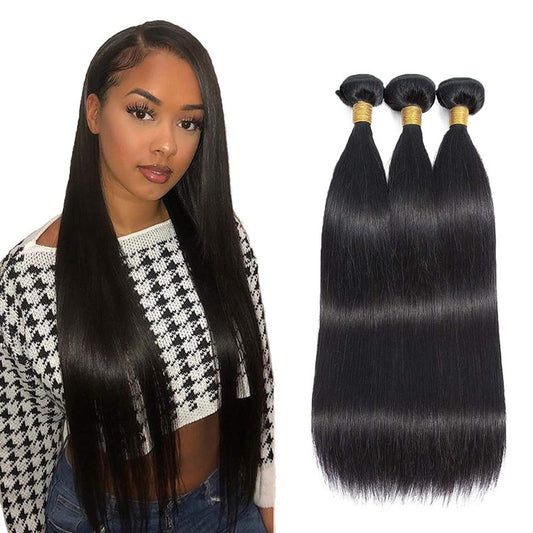 30 32 34 Inch Straight Bundles Human Hair Black Human Hair Bundles Straight Color 1B Bundle Unprocessed Natural Black Bundle 150g
