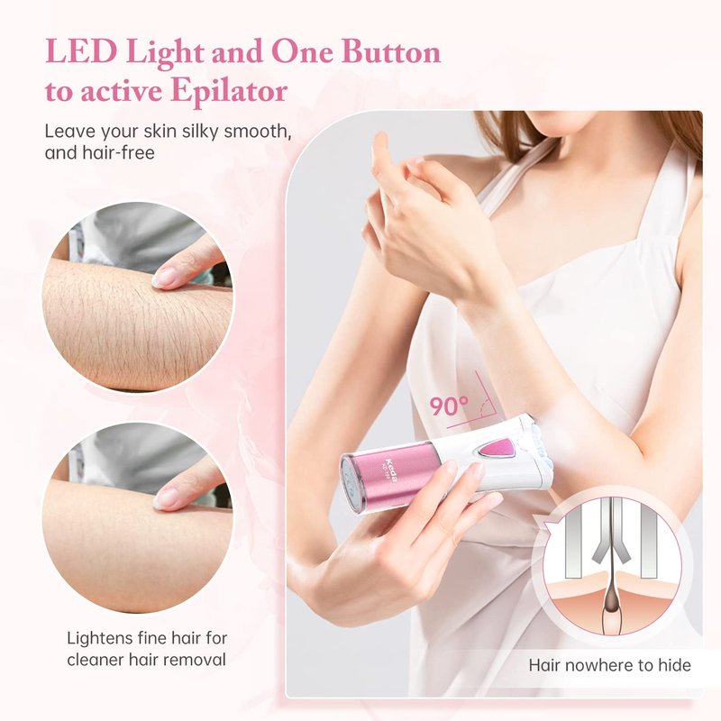 Epilator for Women Face & Body Hair Removal, Smooth Glide Facial Hair Remover, Electric Lady Shaver & Bikini Trimmer, Portable Body Glide Epilator for Legs, Arms, Underarms, Bikini Line