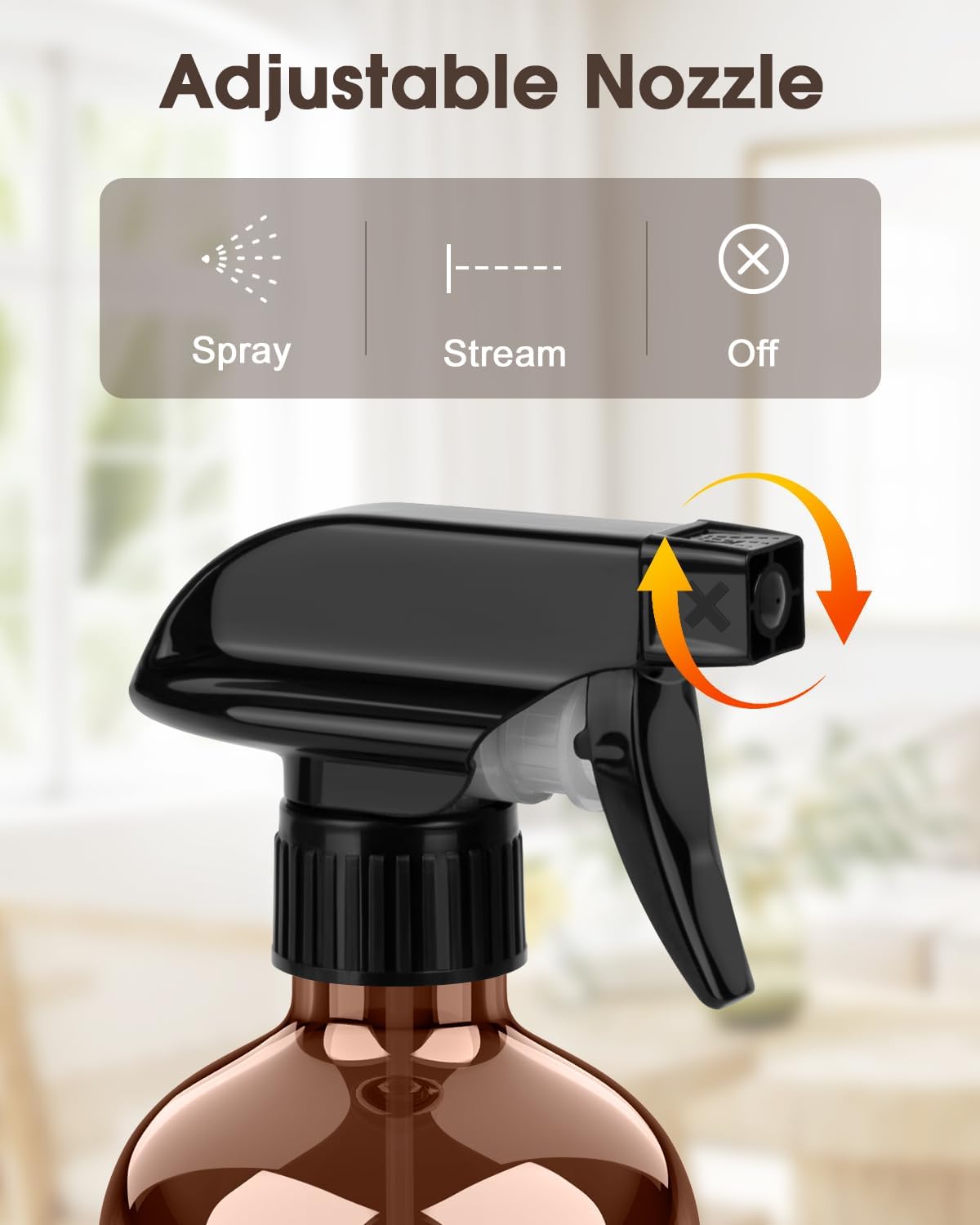 Bontip Amber Glass Spray Bottle Set - Silicone Sleeve Protection for Aromatherapy & Hair Care | 16 oz (Black & Brown)