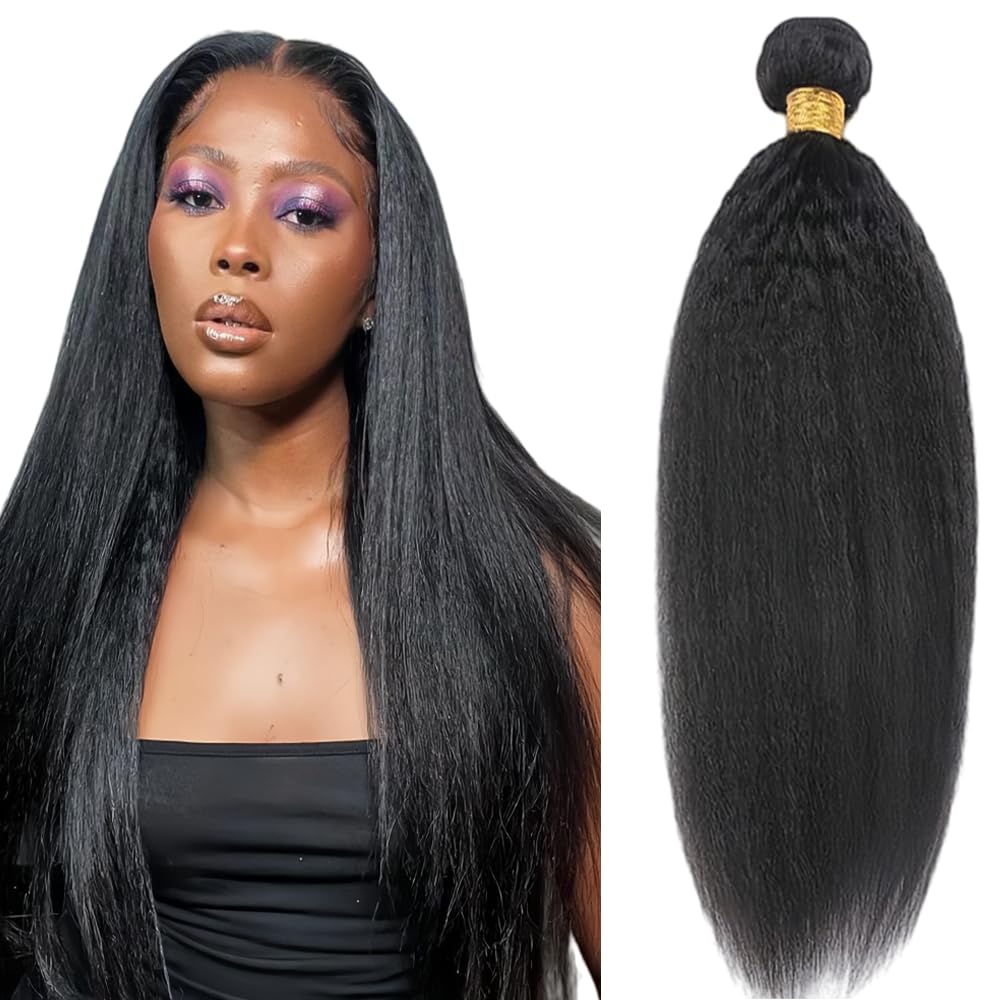 #1B Kinky Straight Bundles Yaki Straight Human Hair Bundles 14 inch Natural Black Yaki Human Hair Bundle 50g
