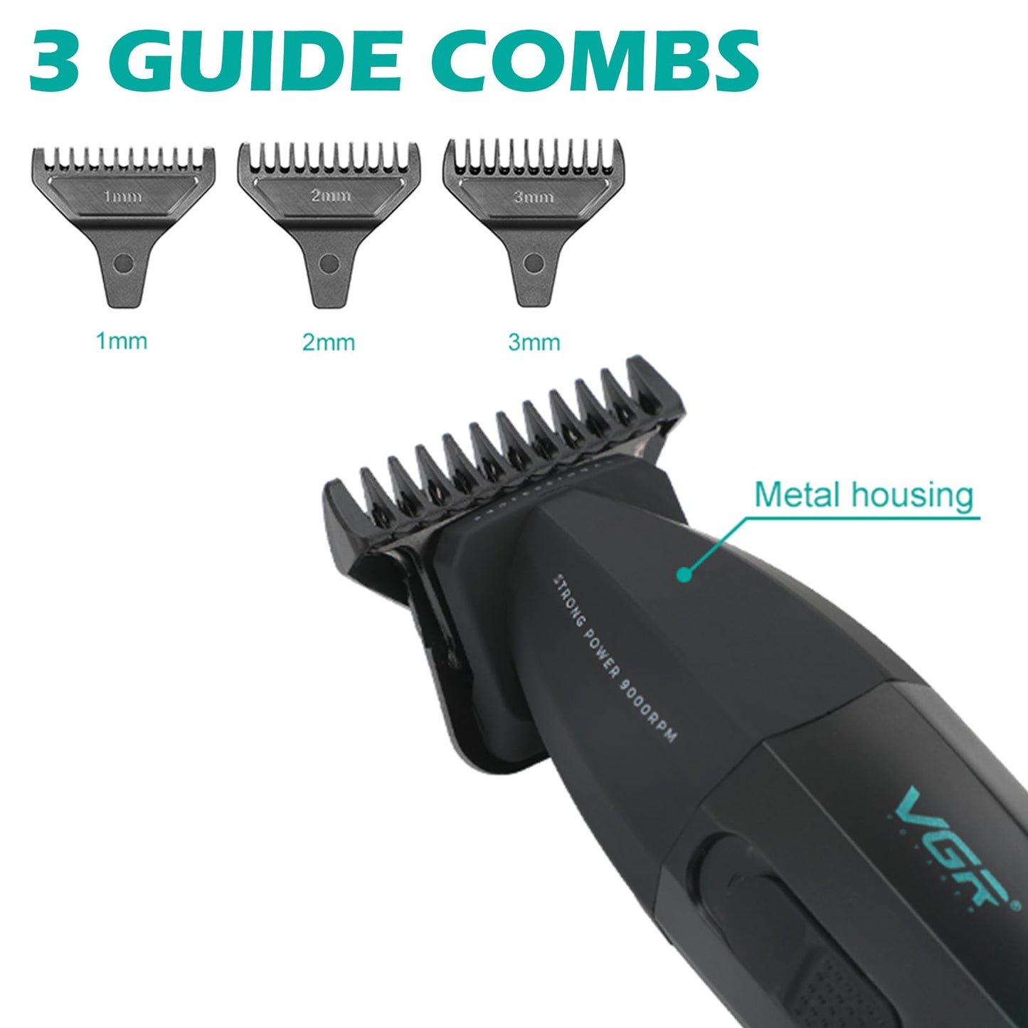 VGR 906 Fresh Fade Professional Hair Trimmer, 9000rpm Zero Gapped Beard Trimmer for Men, DLC T-Blade Cordless Hair Clipper for Barbers and USB Rechargeable, Green