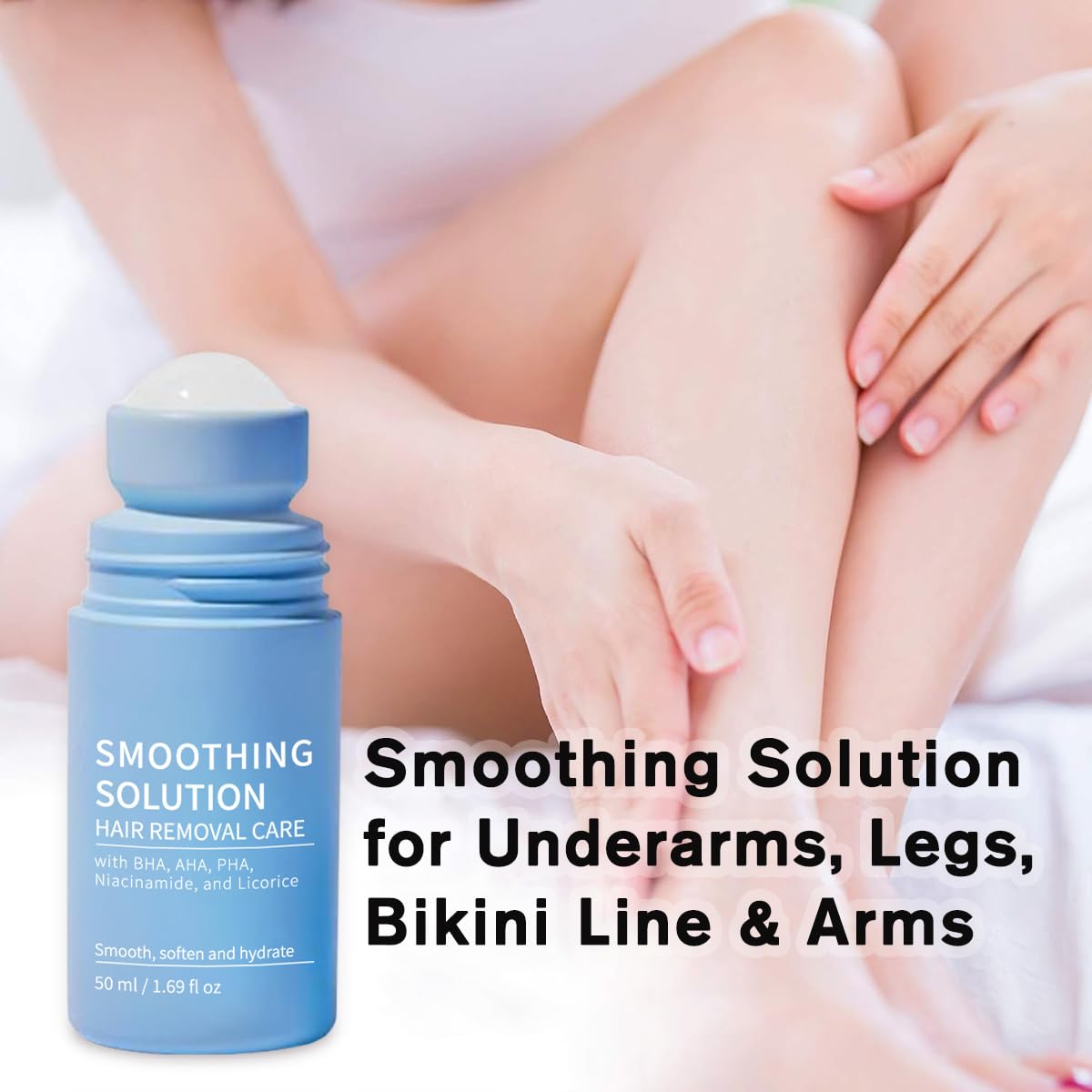 Ingrown Hair Roll On for Bikini Area, Legs & Underarms - Razor Bump Stopper & After Shave Repair Serum with Salicylic Acid -Improves Skin Texture- 50ml (1.69 fl oz) Treatment for Women