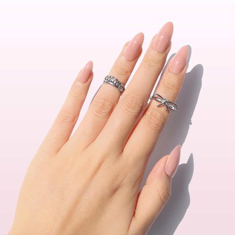 Press On Nails - Baby Blush Soft Pink Almond | Salon Quality Reusable Stick-On Nails in 16 Sizes - 32 Nail Kit with Glue
