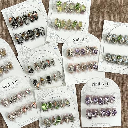 MellowBells Short Press-On Nails Mystery Box 20Pcs with Charms & Decor for Women - Random Size M 1.5-2.5cm