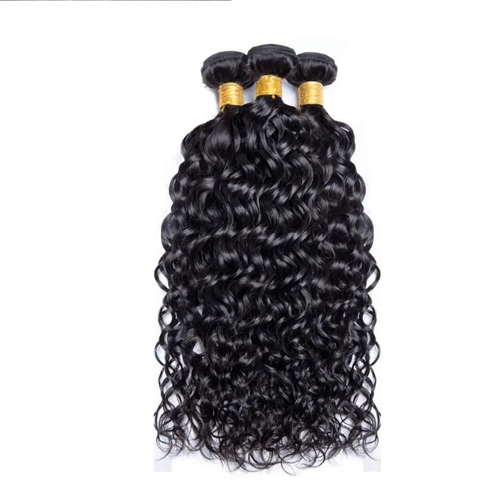 Water Wave Human Hair Bundle Natural Black Bundles 28 30 32 Inch Unprocessed Brazilian Virgin Hair 3 Bundles 150g #1b Color Natural Black