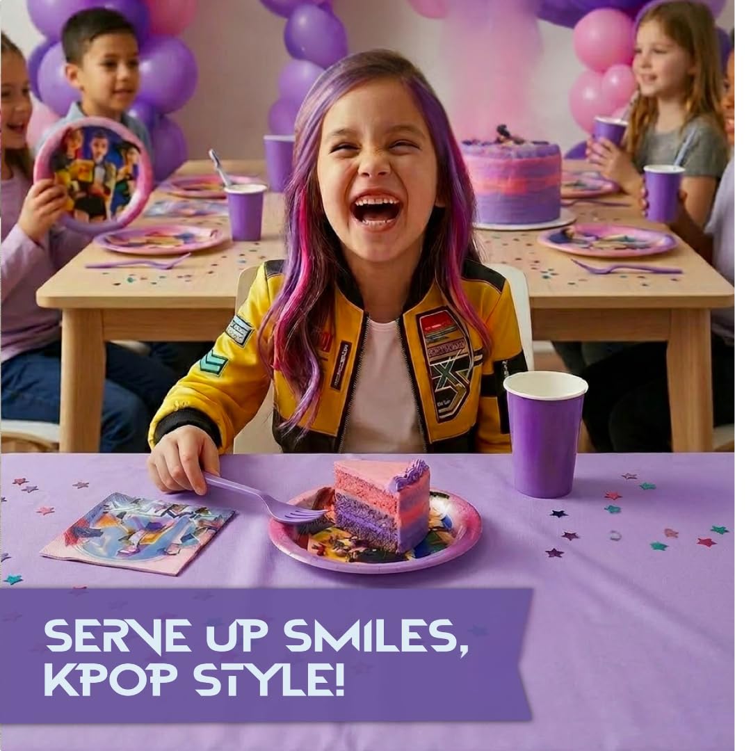 KPop Plates and Napkins - 32 Pack | Dessert-Sized | KPop Demon Hunters Birthday Decorations | K Pop Demon Hunters Party Decorations | Officially Licensed