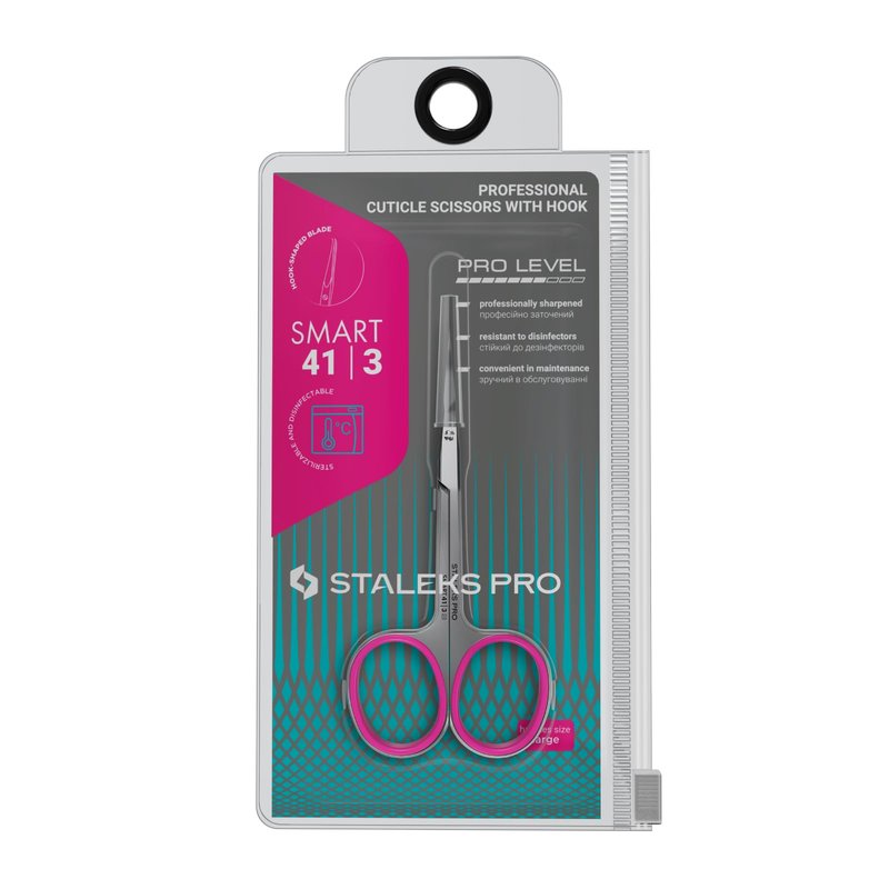 Staleks Professional Cuticle Scissors – Manicure Scissors, Stainless Steel, Extra Fine Curved Blades – Smart 41 Type 3 SS-41/3