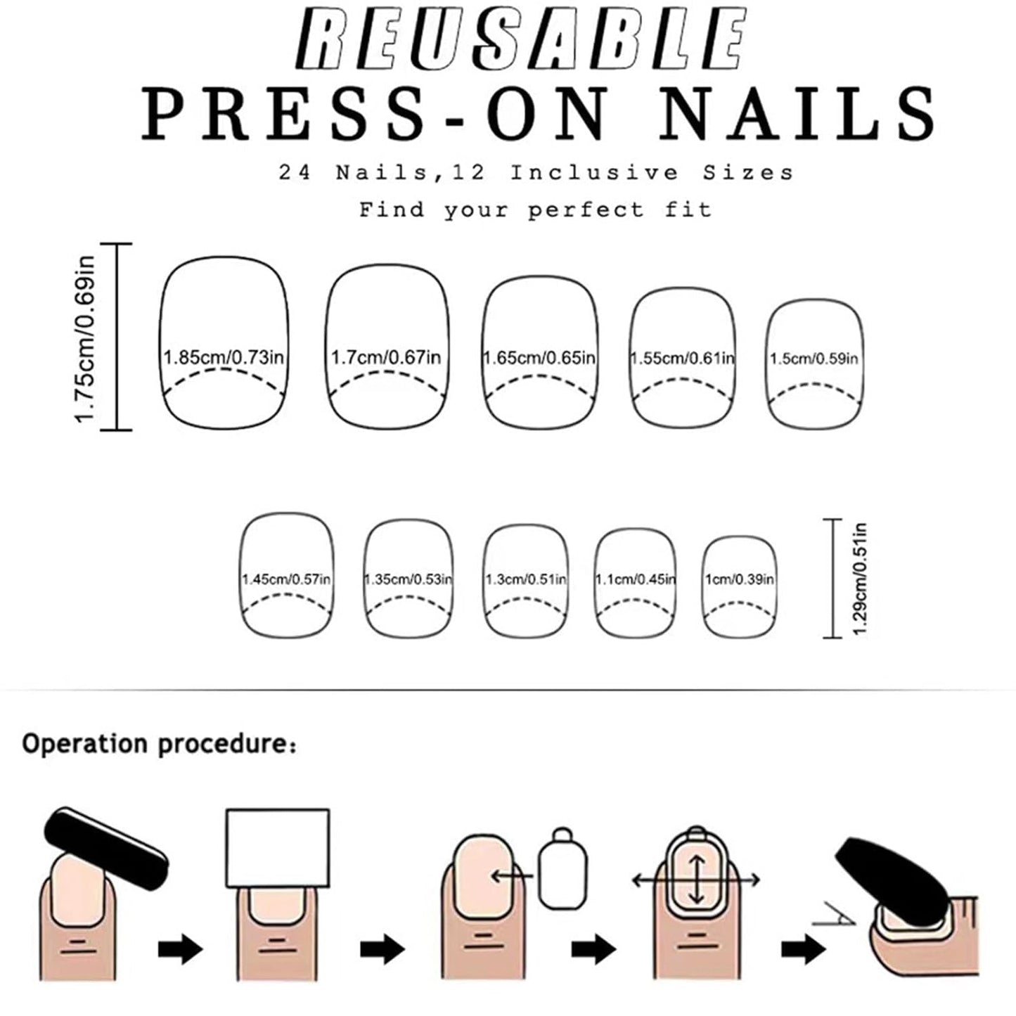 Press On Nails - Short Square Red, White & Blue Acrylic Nails with Glitter Stars | 4th of July Designs, 24 Pcs