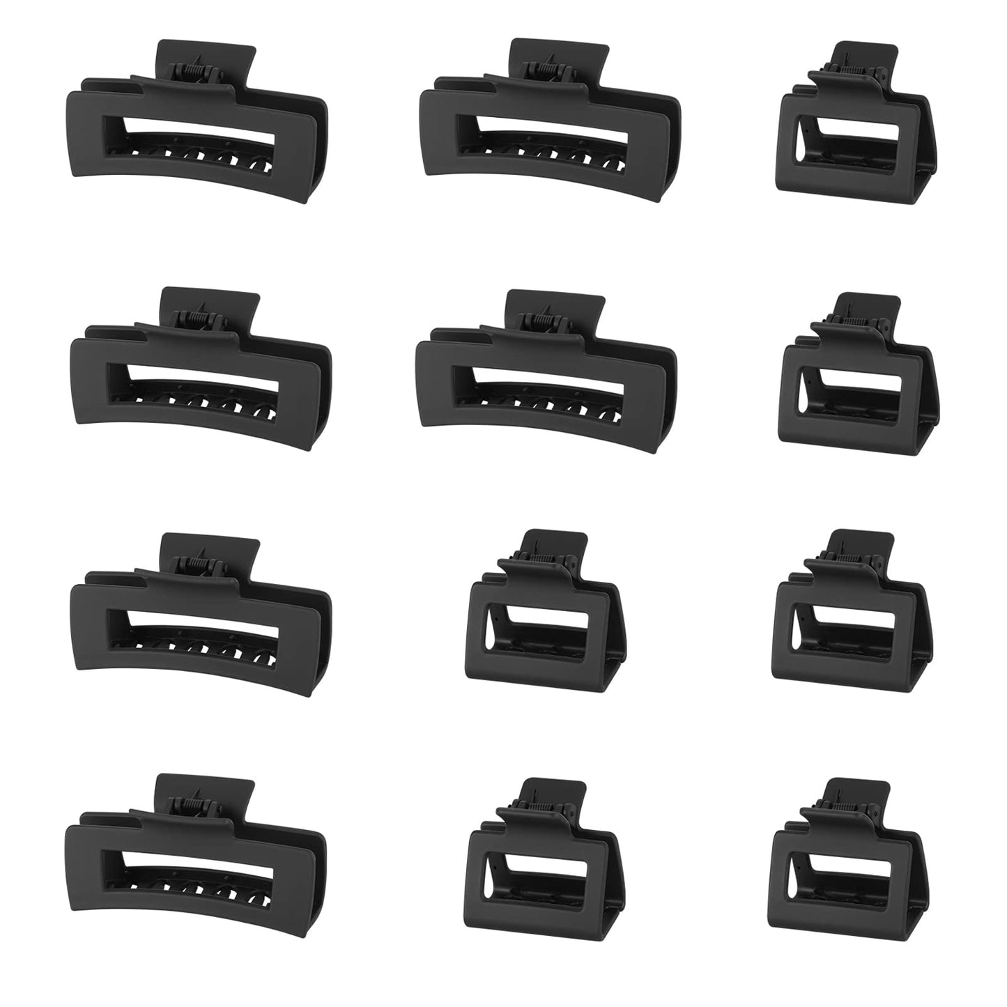 Rectangle Hair Accessories Set - 6 Large Claw Clips for Thick Hair and 6 Small Clips for Thin Hair for Women and Girls