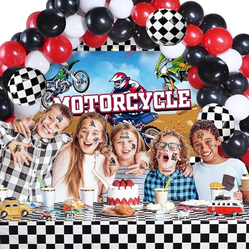 CAVALATAT 50 PCS Motocross Temporary Tattoos for Kids' Parties