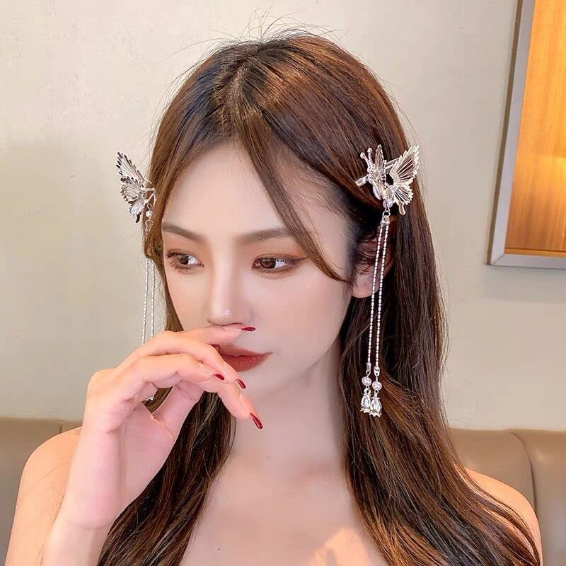 Silver 6-Pack 3D Fluttering Butterfly Hair Clips for Women & Girls