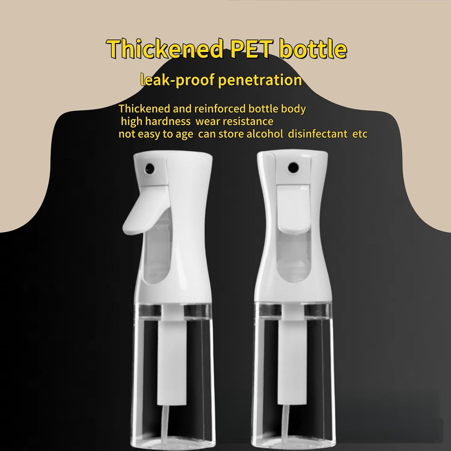 Continuous Spray Bottles - Ultra Fine Mist Sprayer for Hair, Cleaning & Plants | 6.8 OZ (2 Pack)