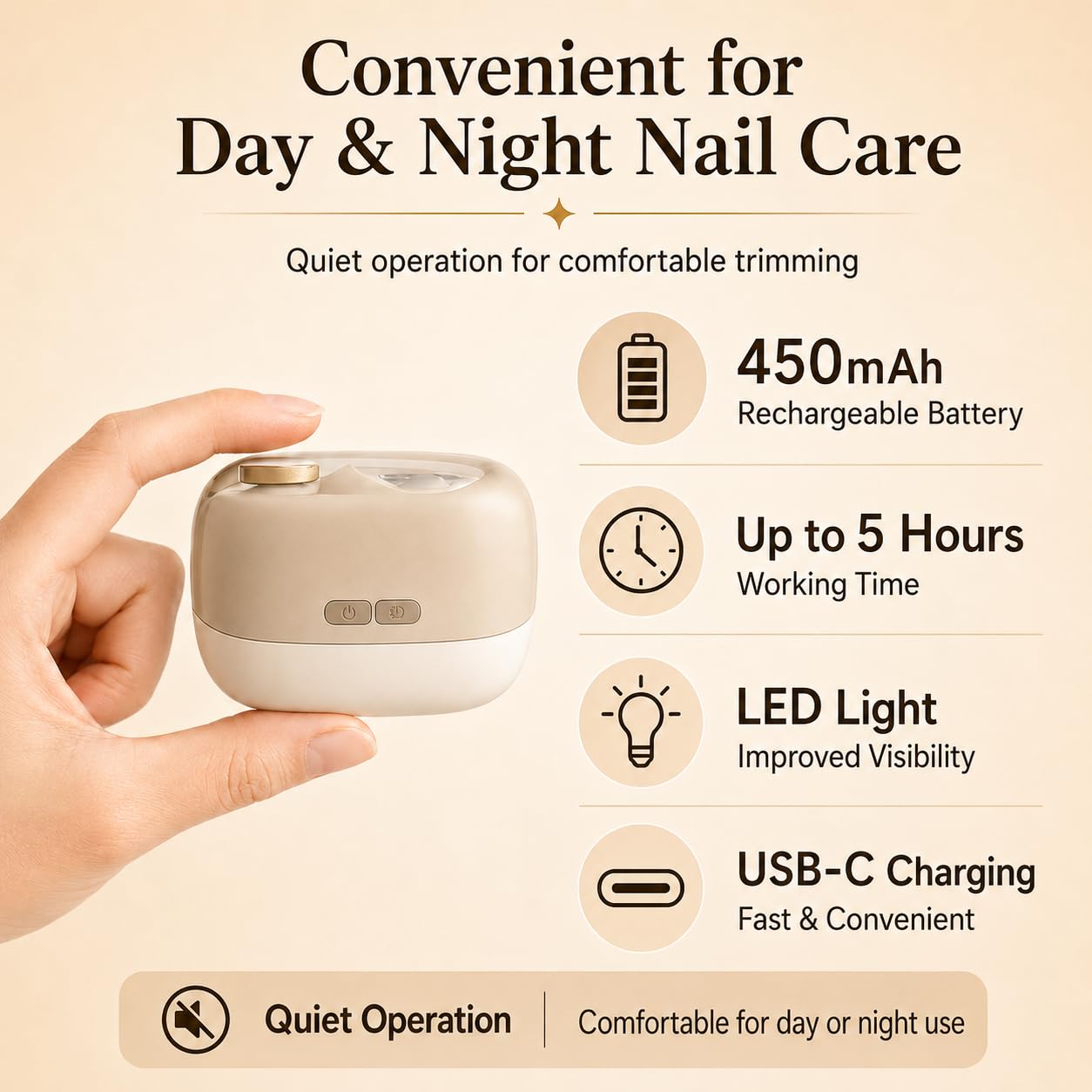 Electric Nail Clippers 2026 Upgraded, 2-in-1 Automatic Nail Trimmer with Nail Polishing, LED Light, 2 Adjustable Speeds, USB Rechargeable for Seniors, Adults, Kids, Includes Mini Folding Clipper