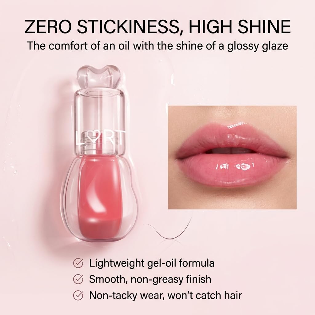 Peptide Lip Oil Gloss - Tinted Hydrating Formula with High-Pigment Shine | Heart-Shaped Cap - 03 (Cherry Melt)