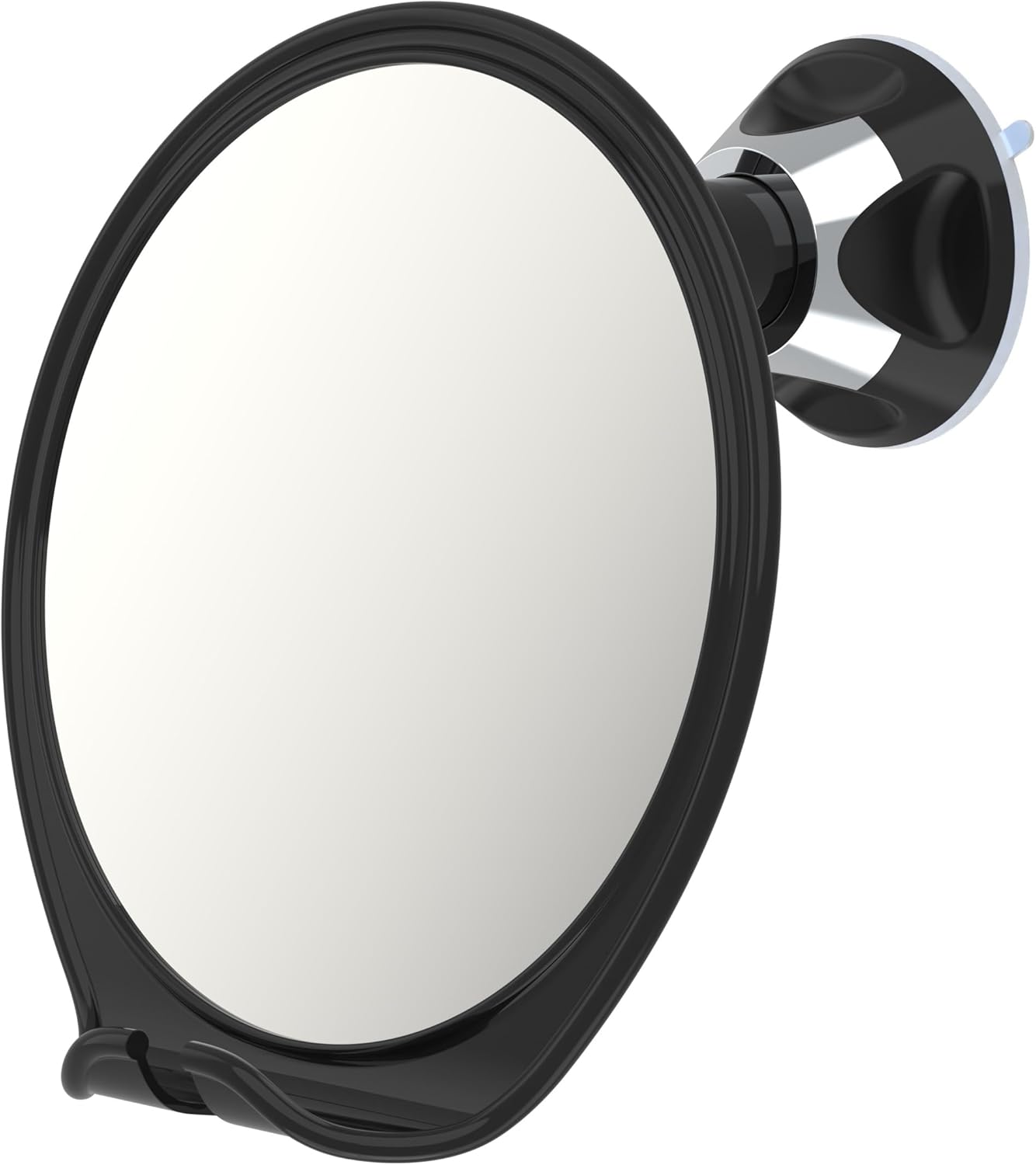 Luxo Shower Mirror - Fogless Shaving Mirror with Razor Holder & Suction Cup | Shatterproof Design (Black)