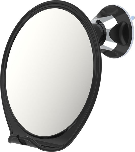 Luxo Shower Mirror - Fogless Shaving Mirror with Razor Holder & Suction Cup | Shatterproof Design (Black)
