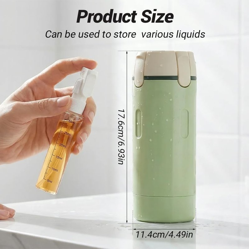 Travel Dispenser - 4-in-1 Portable Toiletry Bottles for Shampoo, Lotion, Conditioner | Travel Size Containers (Green)