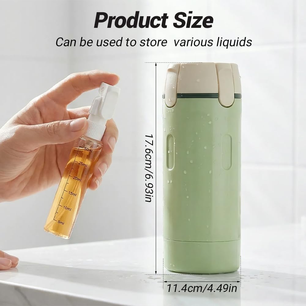 4-in-1 Travel Dispenser Bottle Set - Refillable 30ML Toiletry Containers | Leak-Proof Travel Size (Green & White)