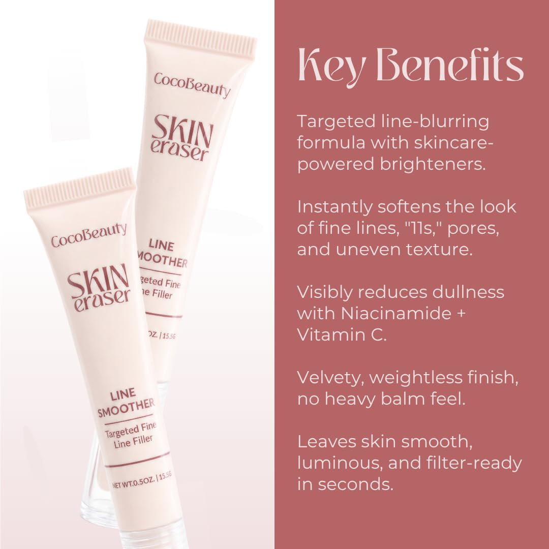CocoBeauty Precision Line Blur Primer - Pore Smoothing Makeup Base for Mature Skin with Niacinamide & Hyaluronic Acid | Anti-Aging Formula