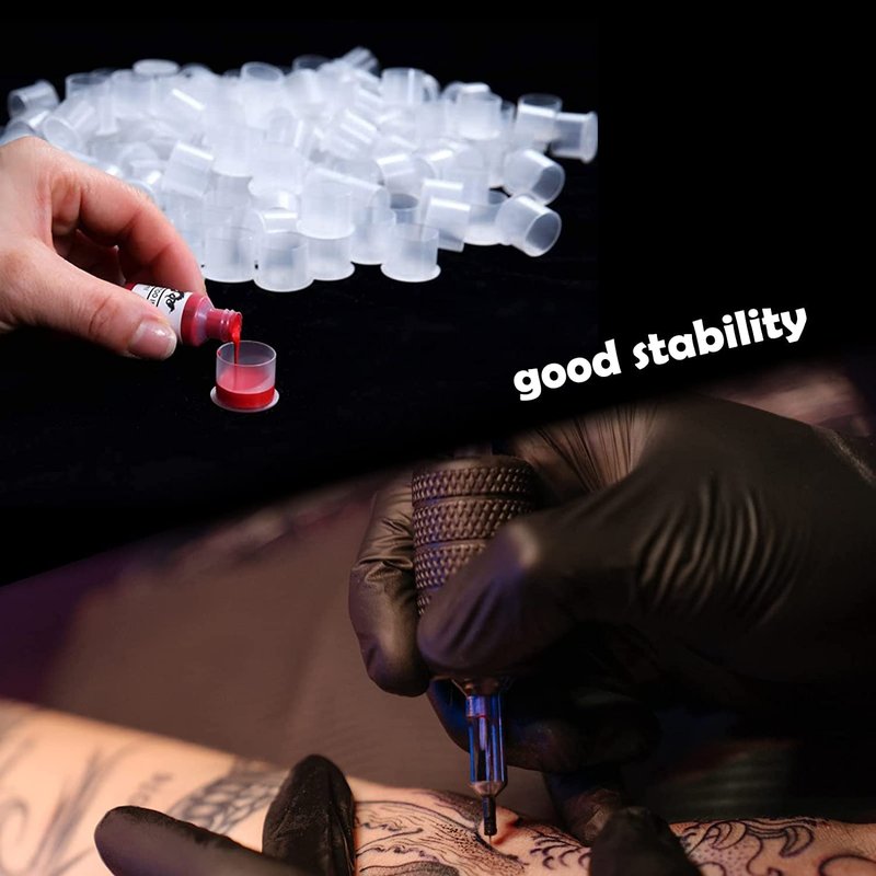 Tattoo Ink Caps Small - Yuelong 1000Pcs Plastic Pigment Caps Disposable Tattoo Cups With Base Sizes 11mm for Permanent Makeup Container Cap Tattoo Accessory Tattoo Ink