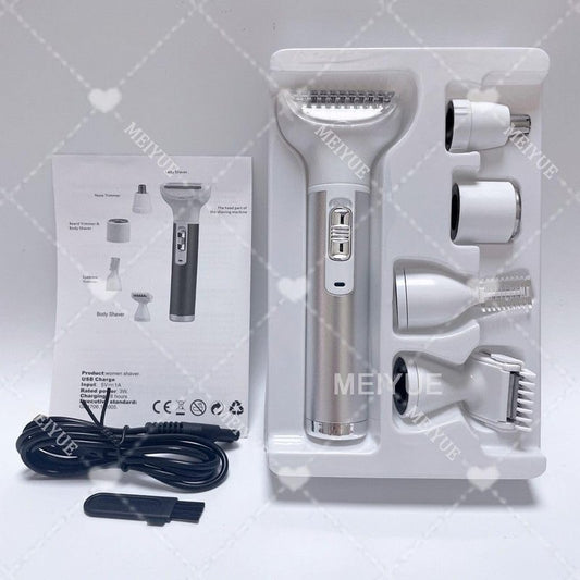 5-in-1 for Women Electric Shaver, Wet & Dry Electric Razor for Face, Nose, Legs and Under(Gray)