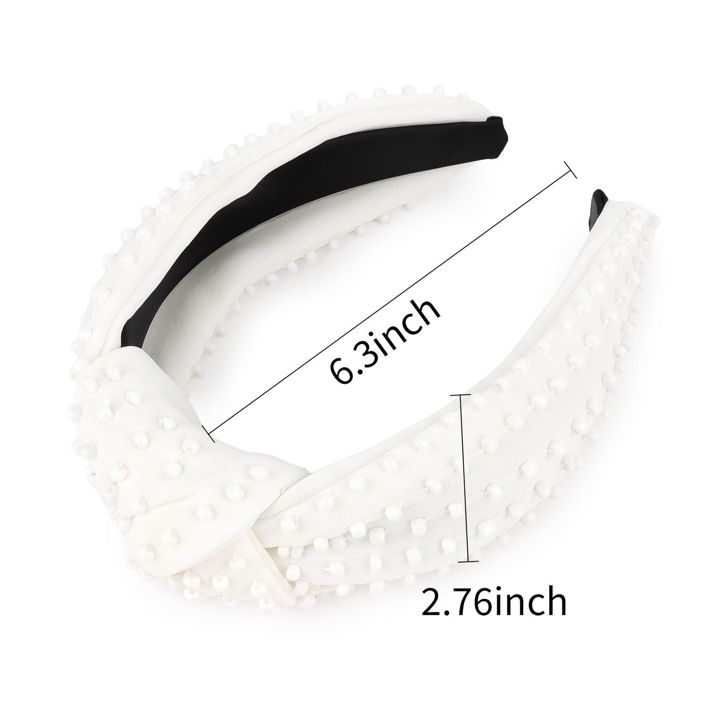 YISSION White Knotted Headband for Women - Wide Pearl Embellished Hair Hoop, Stylish Hair Accessory for Daily Wear, Weddings & Casual Outfits