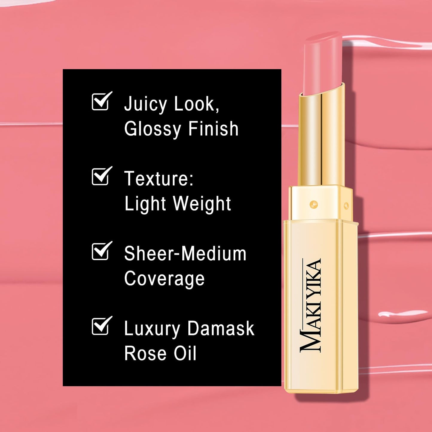 Moisture Nude Pink Lipstick - Hydrating Tinted Balm for Dry Lips | Sheer Glossy Finish, MA073 Bare Soul