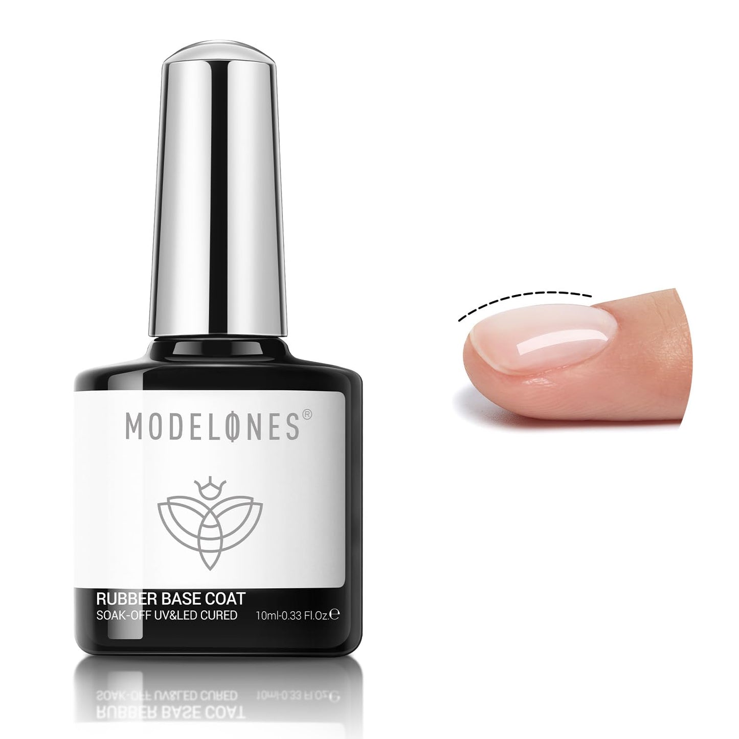 Modelones Builder Rubber Gel Base Coat - Nude Pink Glitter Nail Polish for Strengthening and Apex Building | Long-Lasting UV Manicure