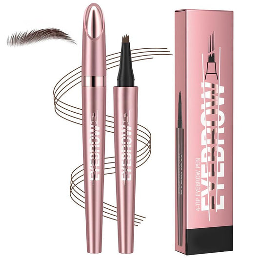 New Microblading Eyebrow Pen, Upgraded 4-Tip 3D Waterproof Eyebrow Pencil, Premium Eye Brow Pen Natural Magic Eyebrow Makeup Fine Stroke Contouring Pencil Long-Lasting Stay on All Day (Dark Brown)