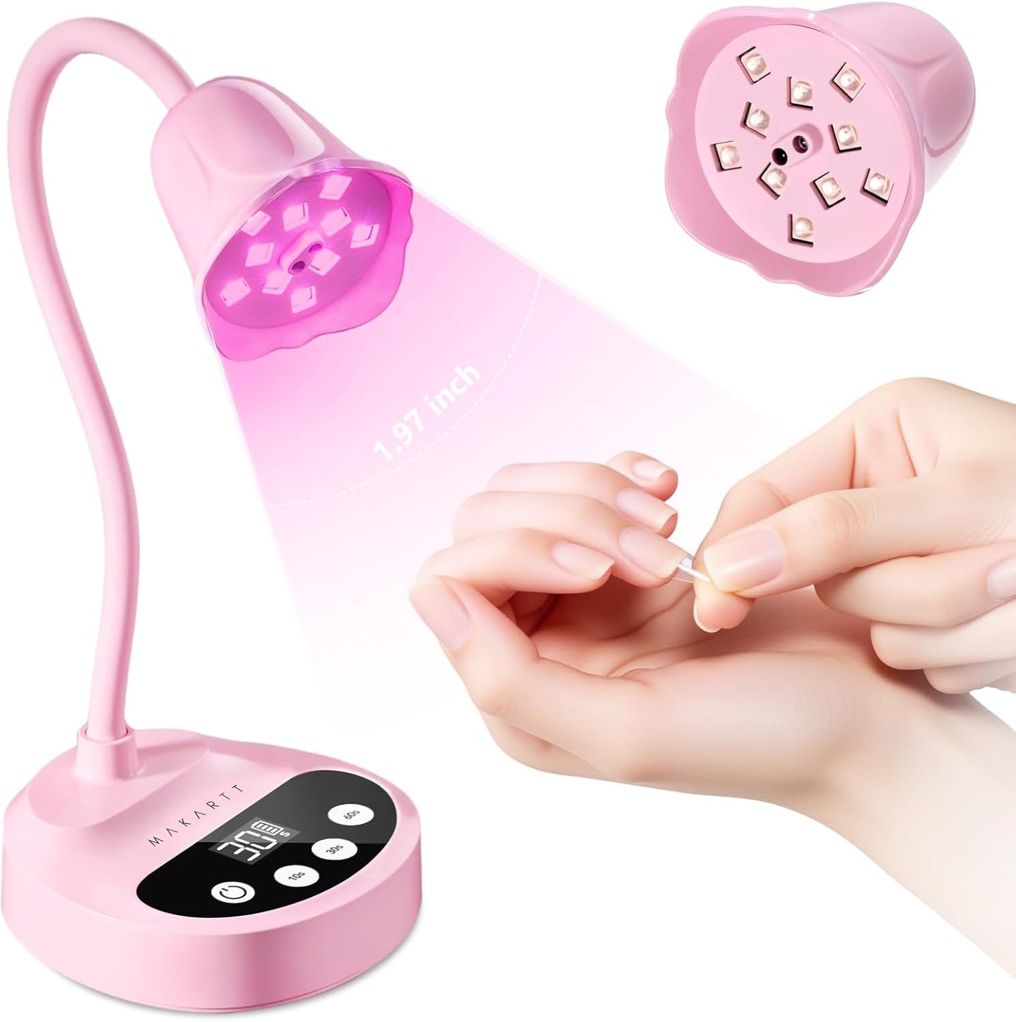 Makartt UV LED Nail Lamp - Cordless Gooseneck Gel Nail Curing Light | 39mW/cm² Auto Sensor, Fast Flash Technology