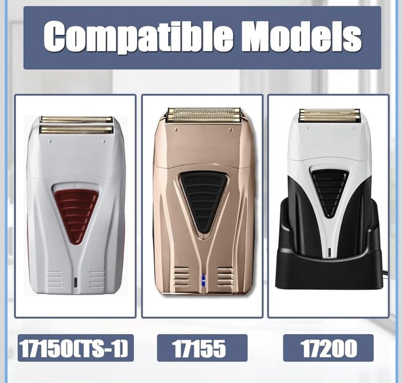 Foil Shaver Replacement Blades Compatible with Andis Foil Shaver TS1 (17150, 17235, 17220), TS2 (17200), 4Pcs (2 Foil and 2 cutters)