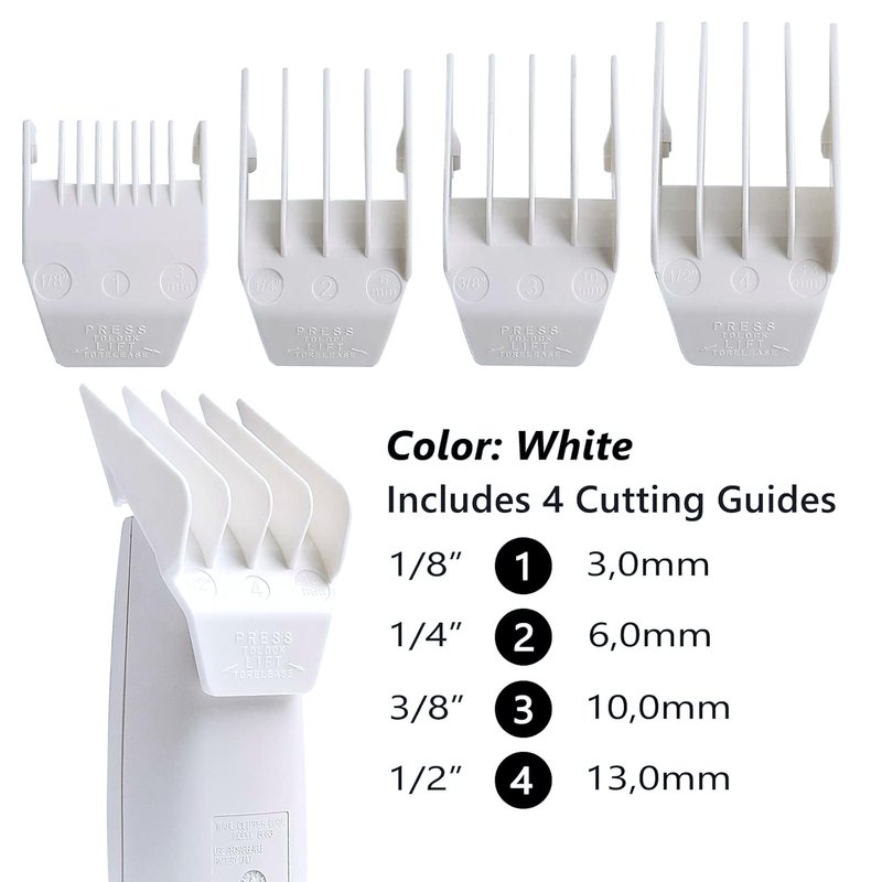 2 Pack Professional Peanut Replacement Blades with 4 Professional Clipper Guards, Precision Ground for Smooth Cutting, Snap-On Design, Compatible with Wahl Peanut Clipper/Trimmer #2068-300, White