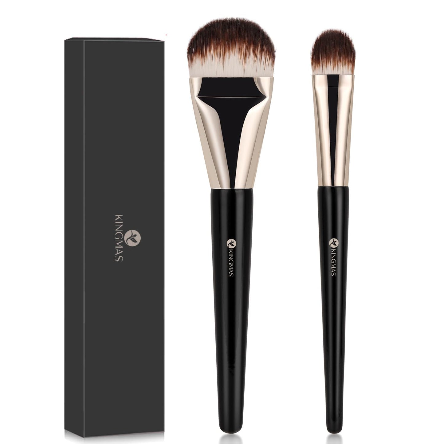 KINGMAS Flat Foundation Brush Set - Korean Makeup Brushes for Liquid & Cream Blending | Tongue-Shape Design
