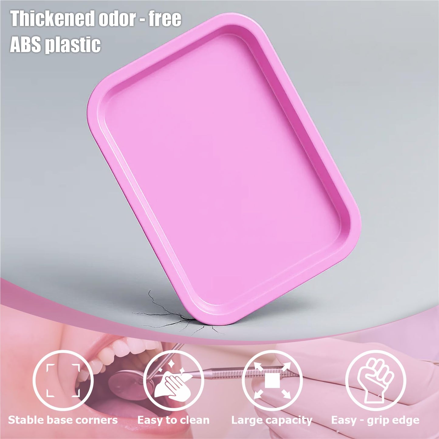 Dental Procedure Tray - Autoclavable Flat Instrument Organizer for Clinics, Labs, and Offices, Reusable, 13.4"L × 9.6" W × 2" (1, Pink)