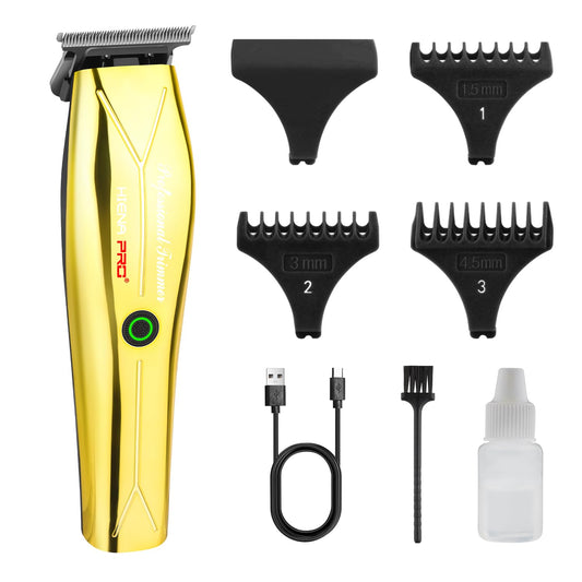 HIENA PRO Electric Trimmer for Men, Professional T-Blade Precision Beard Trimmer, Cordless Clipper Barber Hair Cutting Tool with USB, Gifts for Men(Silver)