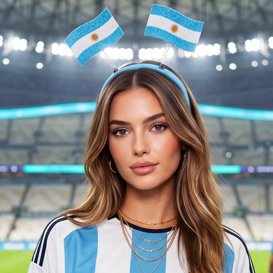 CAKURE Argentina Headband Soccer Fan Headbands Silicone Bracelet for Sports Events (Argentina Fan Set)