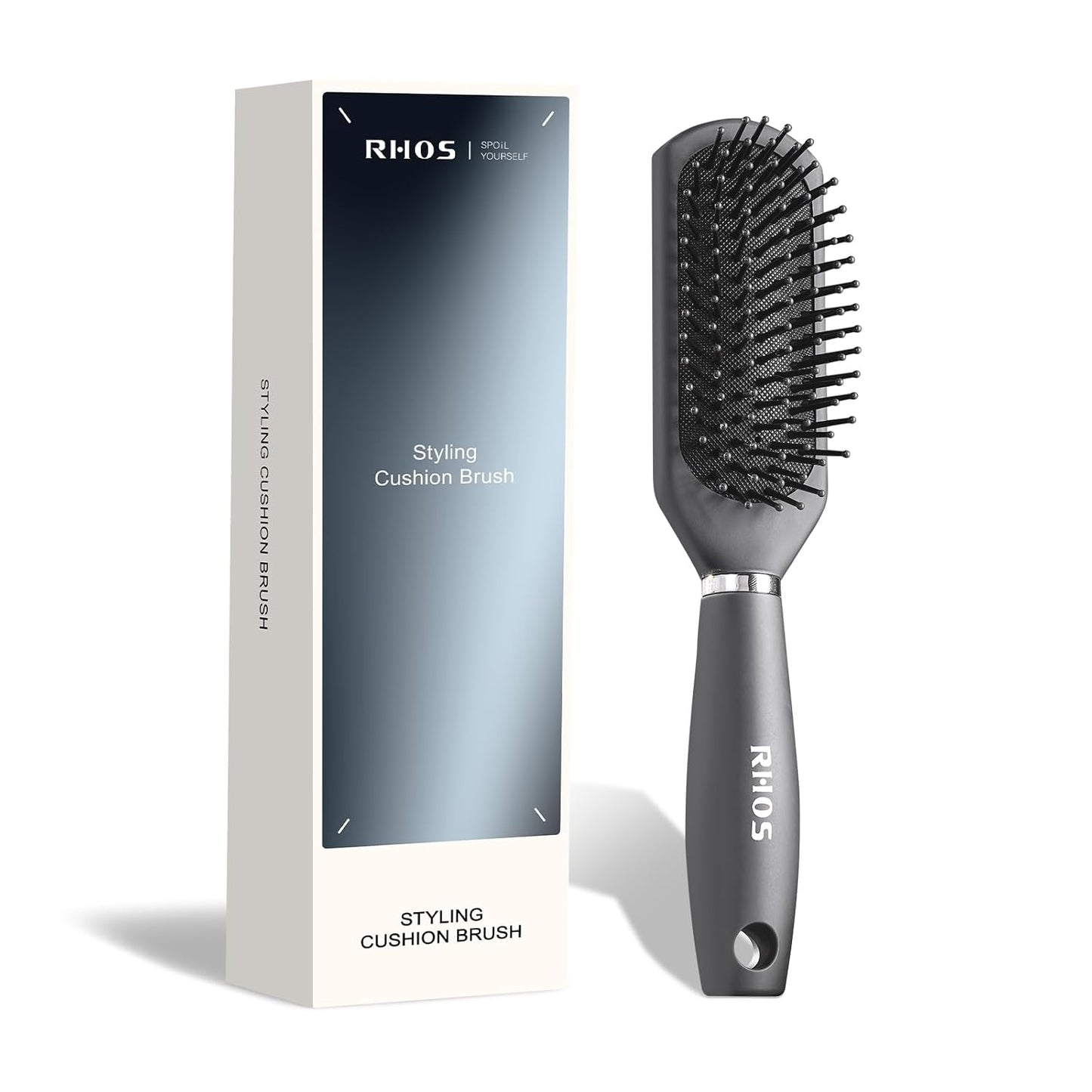 Hair Brush for Men - Detangler Styling Brush with Nylon Bristles | Gray, Ideal for Wet & Dry Hair