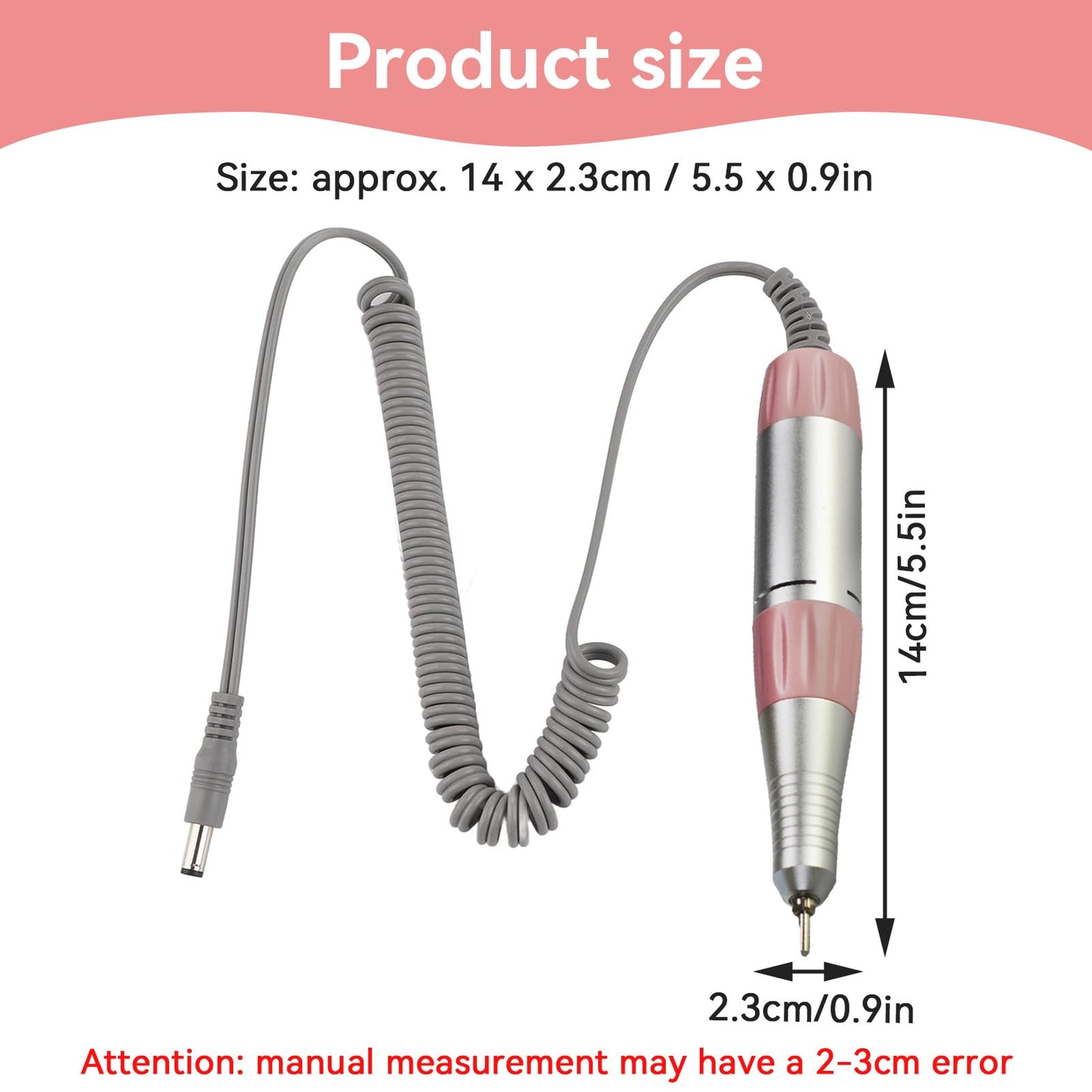 35000rpm Electric Nail Drill Pen, Nail Drill Handpiece Replacement, Aluminum Alloy File Acrylic Powder Remover Gel Polisher Grinder Portable Manicure Pedicure Art Tool